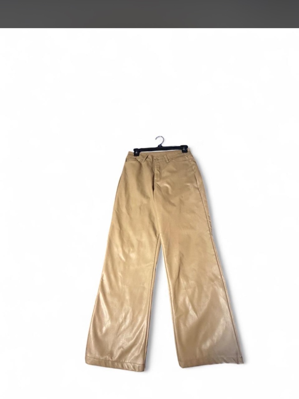 Women’s Wide Leg Tan   Faux leather Pants